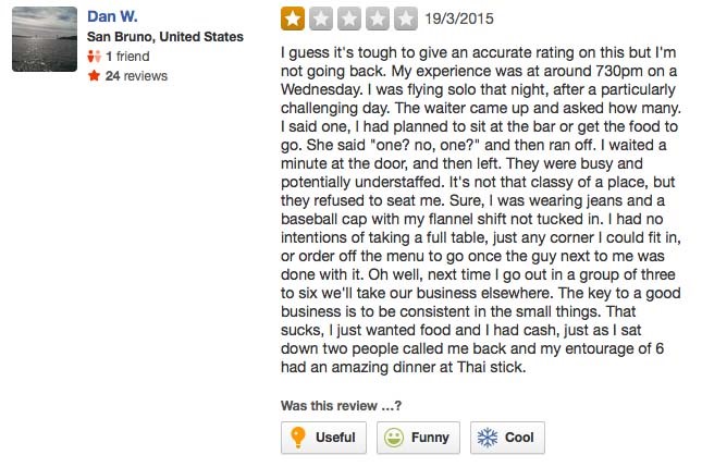 Yelp Review example