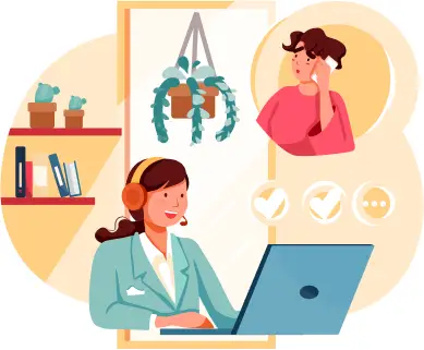 Illustration of a remale customer service rep